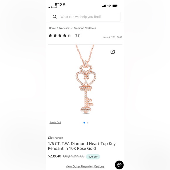 Zales Gold Key Pendant Necklace - Picture 7 of 7